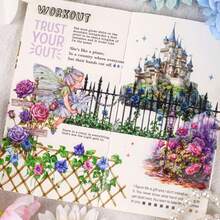 200厘米/卷，花卉围栏图案装饰胶带，复古花卉主题，可用于装饰手机壳、剪贴簿、明信片、笔记本，创意DIY材料套装，生日礼物，培养动手能力，和纸胶带，适合日记本。 - 彩色 - 查看 5