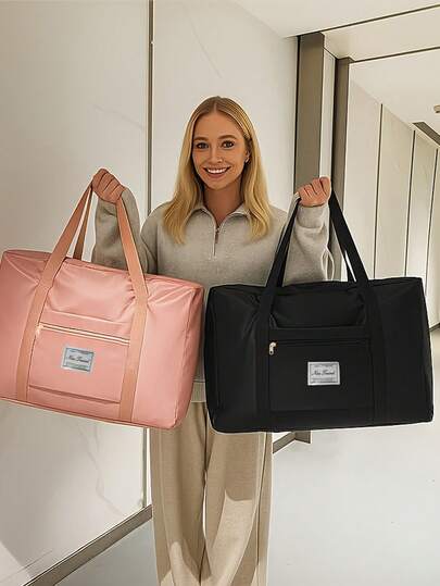 1pc Foldable Multifunctional Travel Bag - Large Capacity Hand Luggage Bag, 15 Inches * 20.5 Inches, Student Boarding Bag, Outdoor Sports Storage Bag, Yoga Shoulder Bag Luggage Sorting Bag, Suitable For Travel, Outdoor Fitness, Outdoor Activities, Friend Gifts, Travel Essentials, Long Distance Travel Essentials, Travel Supplies, Bag Pendant, 1 Random Color Pendant