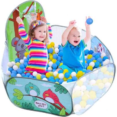 Jasonwell Alberca de Pelotas Niños Juguetes Interiores Casas Jardin Niñas 4 Ft 120cm con Aro de Baloncesto y Bolsa de Almacenamiento,37507391