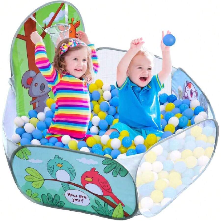 Jasonwell Alberca de Pelotas Niños Juguetes Interiores Casas Jardin Niñas 4 Ft 120cm con Aro de Baloncesto y Bolsa de Almacenamiento,37507391 - Amarillo Mostaza - Ver 1