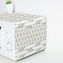 1pc Geometric Pattern Microwave Oven Dust Cover, Decorative Dust Cover, Flat Printing, Linen Material, Non-Waterproof, With Side Pocket, Home Decor, Appliance Protection Decor, Easy To Use And Clean