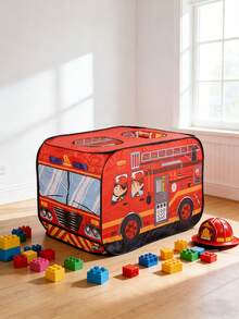 1pc Fire Truck Tent, Children's Play House, Super Cool Party Gear, Collapsible Portable Fire Truck Pop-Up Tent With Dust Bag, Indoor/Outdoor Use, Breathable Double-Layer Skylight Design, Children's Play World, Thanksgiving, Christmas, Halloween Gift, Birthday Gift For Boys And Girls - Multicolor - View 5