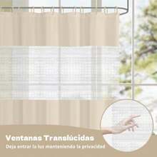 XISH Cortina para Baño 180x200cm Cortina de Ducha con Ganchos Cortinas de Regadera Antimoho de Impermeable Antibacteriano para Duchas de Baño Puestos y Bañeras - Beis - Ver 2