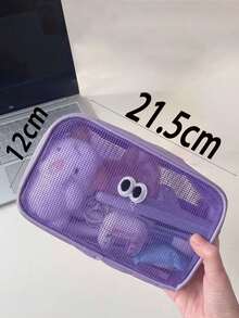 4pcs Simple Large Capacity Grid Pencil Case, Multi-Functional Grid Makeup Bag, School Supplies, Pencil Pouch, Office Supplies, Back To School Gift, Back To School, School Supplies, Pencil Pouch, Backpack