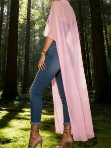 Women Sheer Tops, Crew Neck Irregular Cover-ups Summer Clubwear for Street Party - Rosa - Ver 6