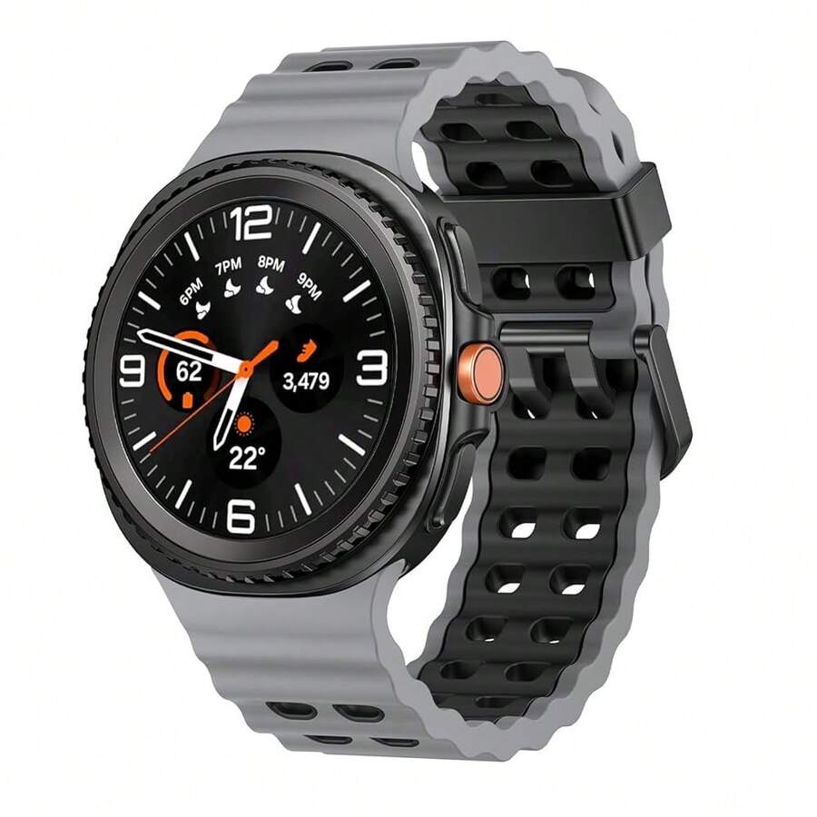 Marine Silicone Sport Band Compatible With Samsung Galaxy Watch 8 Classic 46mm Men Women, Soft Silicone Sport Breathable Band For Galaxy Watch 8 Strap 44mm 40mm,1*LightGrey/Black - 1*淺灰色/黑色 - 查看 1