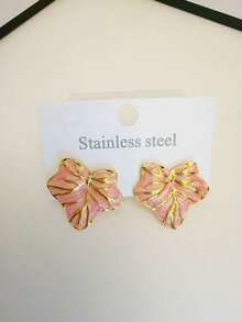 New Geometric Fashionable Metal Earrings, Exaggerated And Personalized Oil-Dropping Stud Earrings, Stainless Steel Metal Earrings, Exquisite And High-End Non-Fading Earrings. Perfect Gifts For Female Friends. Valentine's Day Holiday Party Wear 3/6/12 Pairs Random Set - Multicolor - View 4