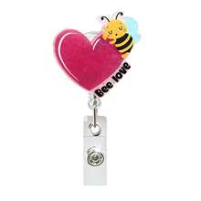 1pc Acrylic Dinosaur & Bee Retractable Reel Badge Clip, Valentine's Day Small Gift, Student/Office ID Badge Holder, Couple Badge, Sweet Valentine's Day Gift - Multicolor - View 12