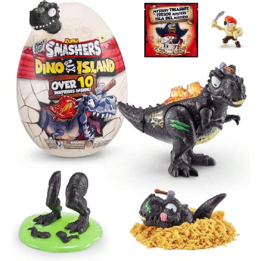 Smashers Dino Island Mini Egg T-Rex de ZURU Juguete de Descubrimiento prehistórico con 10 sorpresas, Juguetes de Dinosaurio, slimo, Arena y más de 5 años,37499061 - Beis - Ver 1