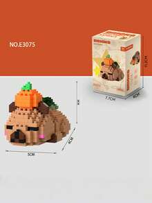 1件装DIY微型积木装饰套装 - 创意组装家居装饰，可爱巴哥犬迷你积木雕塑，适用于桌面、办公室、书架、客厅、汽车装饰，礼品创意，可爱桌面收藏艺术品，减压工艺品和展示配件，情人节、斋月装饰，房间装饰，礼物（随机包装）