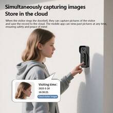 Upgraded Smart Doorbell Set (Doorbell Camera + Indoor Chime), App Notifications, 2.4GHz, Free Cloud Storage, 2-Way Audio, Built-In LED Fill Light, Night Vision, Automatic Visitor Detection And Snapshot Capture. Suitable For Home Entrance Security Monitoring - Black - View 4
