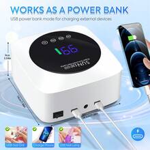 DianaBeauty 57 LED Nail Lamp With 3 Timer Settings, Smart Sensor And Power Bank Function - Rechargeable UV/LED Gel Nail Polish Curing Light - White - View 8