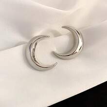 Pendientes de Luna Geométricos en Forma de C de Metal Brillante Moda Elegante Cielo Estrellado En Stock Entrega Rápida Pendientes de Joyería - Dorado - Ver 3