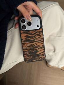 高级虎纹手机壳，兼容 17 Pro Max、16 Pro Max、13、14 Pro、15 Pro、16，时尚独特，全包式设计 - 棕色 - 查看 5
