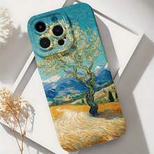 2026 nueva funda de teléfono esmerilada, funda de teléfono con impresión de arte de paisaje de árbol de Van Gogh para  17 15 Pro Max  17 14 Pro  17 13  17 12  Galaxy S23 S22 S21 protector de teléfono funda de pareja regalo para novio novia presente de vacaciones - Negro - Ver 6