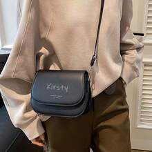 1pc Valentine's Day Customized PU Leather Letter Zipper Small Square Bag, Youth Versatile Shoulder/Crossbody Camera Bag