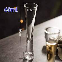Creative Slim Waist Clear Glass Cup - Tall Transparent Juice/Beverage/Craft Beer/Milkshake/Sweet Wine/Champagne Glass, Ideal For Home Parties, Cafe Drinks, Daily Beverage & Bar Use - 60ML Smoky Gray - View 3