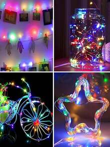 1串LED铜线灯串 - 50/100/200/300颗LED灯珠，USB供电，8种灯光模式，定时，可调光，7/12/22/32英尺，USB仙女灯，适用于卧室、节日、家居、生日、派对、婚礼、露营、花园、圣诞节、节日装饰，室内/室外，四季皆宜（暖白/白/彩色） - 紅白色 - 查看 16