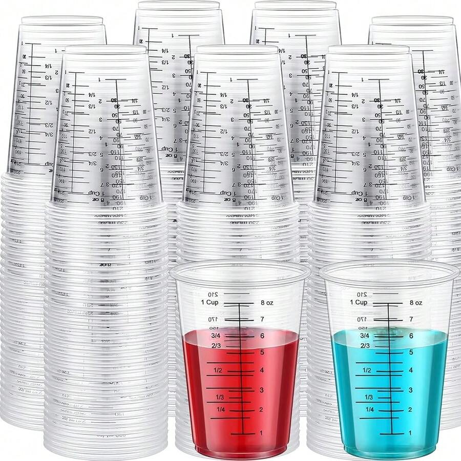 Yunsailing 300 Pack Disposable Measuring Cups For Resin 8 Oz Clear Plastic Epoxy Reusable Liquid Mixing Cups For CooFKing And BaFKing Supplies,Clear - Thông thoáng - Xem 1