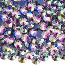 Round Flat Bottom Crystal Glass DIY Rhinestones, Hot Melt Glue Rhinestone Decorations For Room Decor, Crafts, Mirrors, Clothes, Shoes, Shirts, Hats, Gifts - Crystal AB - View 2