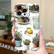 2026 nueva funda de teléfono esmerilada, funda de teléfono con patrón de comida y plantas y texto para  17 14 Pro Max  17 13  17 12  Galaxy S23 S22 S21 protector de teléfono funda de pareja regalo para novio novia regalo de vacaciones - Azul Klein - Ver 5