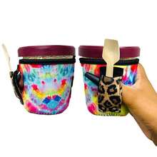 Pint Ice Cream Handler - Tie Dye W/ Leopard Handle - View 2