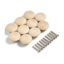 10-Pack Wooden Wall Hooks & Cabinet Knobs – Brown Solid Wood Pegs With Screws, Multi-Purpose Hanging For Entryway, Kitchen, Bathroom & Cabinets - 預設 - 查看 2