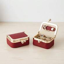 Mini Jewelry Box For Women, Vintage Small Travel Jewelry Case With Ring Holder, Portable Jewelry Organizer Pouch For Earrings, Necklaces & Rings, Gift For Her - 紅色 - 查看 1