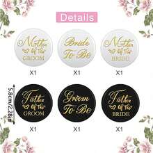 6 st nålar för blivande brud och blivande brudgum och brudgummens mor och brudgummens far och brudens mor, nålar med märke i plåt till brudduschen, brudduschset, tillbehör till bröllopsfesten, brudduschgåva - Multifärgad - Visa 4