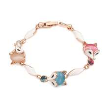 Pulsera de Piedra Ojo de Gato Colorida para Mujeres, Joyería de Animal Pequeño Zorro, Accesorios Simples de Oro Rosa Aura, Regalo del Día de la Madre - Piedra de ojo de gato blanca - Ver 6