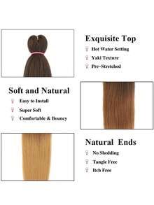 Tóc nối tổng hợp EZ Braids 24 inch, đã được kéo giãn sẵn, 1 gói, màu đen tự nhiên, tóc thẳng Yaki nhẹ, có thể tạo kiểu bằng nhiệt và hiệu ứng ombre. - Ombre - Xem 7