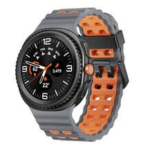 Marine Silicone Sport Band Compatible With Samsung Galaxy Watch 8 Classic 46mm Men Women, Soft Silicone Sport Breathable Band For Galaxy Watch 8 Strap 44mm 40mm,1*Grey/Orange - 1*灰色/橙色 - 查看 1