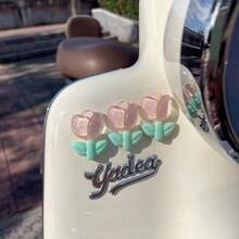 AD 郁金香半透明装饰贴纸，适用于电动汽车、摩托车、汽车，3D立体花卉贴纸，少女风花卉装饰贴纸