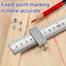 4-Piece Precision Stainless Steel Ruler & Aluminum Alloy Limiting Set - High-Precision Marking Tool For Designers, Engineers & Woodworkers (1 Limiting Set + 3 Steel Rulers) - Silver - View 9