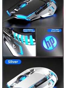 Lenovo HP M270 Wired Gaming Mouse With Four-Color Cool Lighting Effects, Weighted Design, Suitable For Laptops And Desktops, Mechanical, Macro, Silent Operation