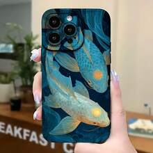 2026 nueva funda de teléfono esmerilada, funda de teléfono diseño de pez koi para  17 15 Pro Max  17 14 Pro  17 13  Galaxy S23 S22 S21 funda de teléfono regalo para él y ella regalo de San Valentín cumpleaños - Negro - Ver 5