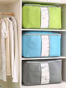 1pc Casual Style Large Capacity Non-Woven Fabric Storage Bag, Multi-Functional Clothes & Bedding Organizer Box, Suitable For Home, Moving And Travel - MultiWarna - View 10