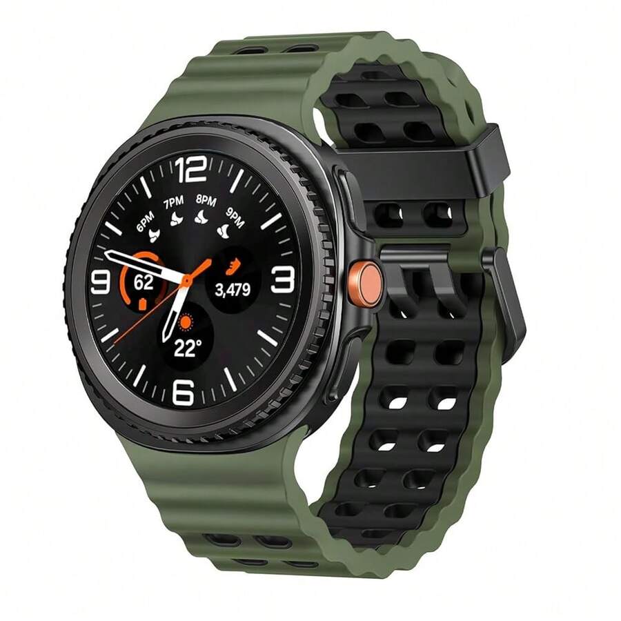 Marine Silicone Sport Band Compatible With Samsung Galaxy Watch 8 Classic 46mm Men Women, Soft Silicone Sport Breathable Band For Galaxy Watch 8 Strap 44mm 40mm,1*FArmyssGreen/Black - 1*軍綠色/黑色 - 查看 1