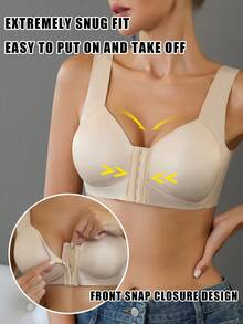 5-Piece Set Of Women's Bras, With Adjustable Front Snap Design, Providing Shaping And Firming Effect, Making The Breast Shape More Rounded And Upright. One-Piece Non-Detachable Padding, Which Doesn't Fall Out Of The Cups. Strong Elasticity, Comfortable Fit, Suitable For Daily Wear Bras. - 彩色 - 查看 5