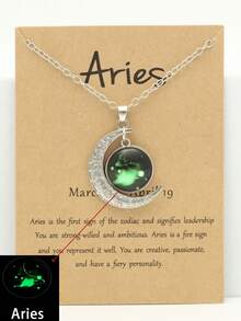 Bộ 3 mặt dây chuyền hình mặt trăng biểu tượng 12 cung hoàng đạo cổ điển, mặt dây chuyền hình thẻ chòm sao, quà tặng sinh nhật cho bạn bè và người yêu. - Trắng K - Xem 8