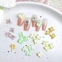 100Pcs Mixed Styles Spring Summer Nail Art Charms Colorful Gardenia Nail Accessories For Floral Nails Decor Cream Resin Nail Supplies Luminous Design Nail Gems For Women DIY Manicure, Orange - 橘子 - 查看 5