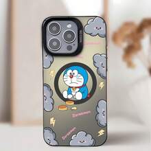 Funda para teléfono con diseño de nubes y rayos de Doraemon, compatible con teléfonos ,  17,  16 Pro Max,  15 Pro Max,  13 y  12. Fabricada en TPU para una protección total contra golpes y caídas. Un regalo perfecto para niños, amigos y amantes del anime. - Negro - Ver 2