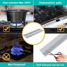 Flexible Kitchen Stove Gap Covers, Silicone Gap Fillers Between Counter And Stovetop,Washer, Oven, Dryer, Easy To Wipe,  Silicone Material - 1 cái - Xem 5