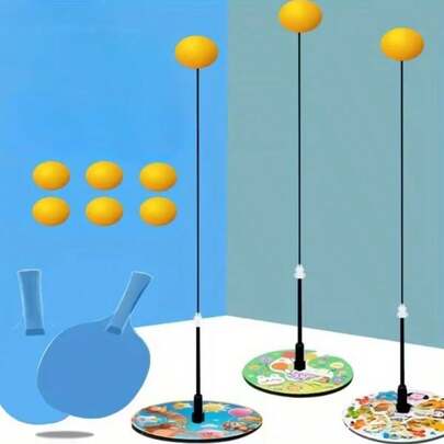 Adjustable Elastic Soft Shaft Table Tennis Trainer | อุปกรณ์ฝึกซ้อมสำหรับผู้เล่นคนเดียวแบบพกพา, ประกอบด้วยลูกบอลฝึกซ้อมที่ทนทาน 4 ลูก, อุปกรณ์เทเบิลเทนนิส, วัสดุ ABS, มีสีให้เลือกหลากหลาย