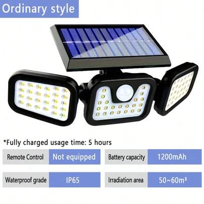 Solar Qutdoor Lights, Solar Sensor Security Light, Solar Outdoor IP65 Waterproof Light, 3000 Lumens, 74 LEDs, 270° Wide Angle Lighting, Three Lighting Modes Suitable For Garden, Yard, Street, Garage, Patio, Porch Lighting