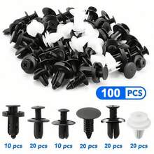 100pcs Universal Car Body Repair Clips, 6 Sizes, Made Of Durable Black Nylon, Includes Bumper Fasteners, Grommets, Clips, Versatile & Practical Auto Fastener Accessories