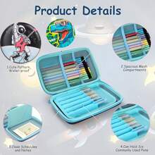 1pc Cool 3D Dinosaur & Astronaut Pencil Case, EVA Hard Shell Large Capacity Pen Box With Mesh Compartments, Shockproof Waterproof Stationery Organizer, Back To School Gift For Boys - Multicolor - View 7