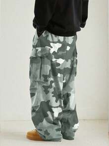 Men's Casual Fashionable Cargo Pants, Outdoor Camouflage Cargo Pants, Spring/Autumn - Mint Green - View 3