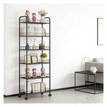 Slim Rolling Cart 6-Tier, 10 Inch Wide Narrow Storage Cart On Wheels, Black Metal Utility Cart For Kitchen, Bathroom,Room - As Picture 284 - View 3