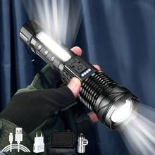 1pc Powerful LED Flashlight, USB Rechargeable Spotlight, High Lumens Tactical Long Range Handheld Searchlight - Multicolor - View 4